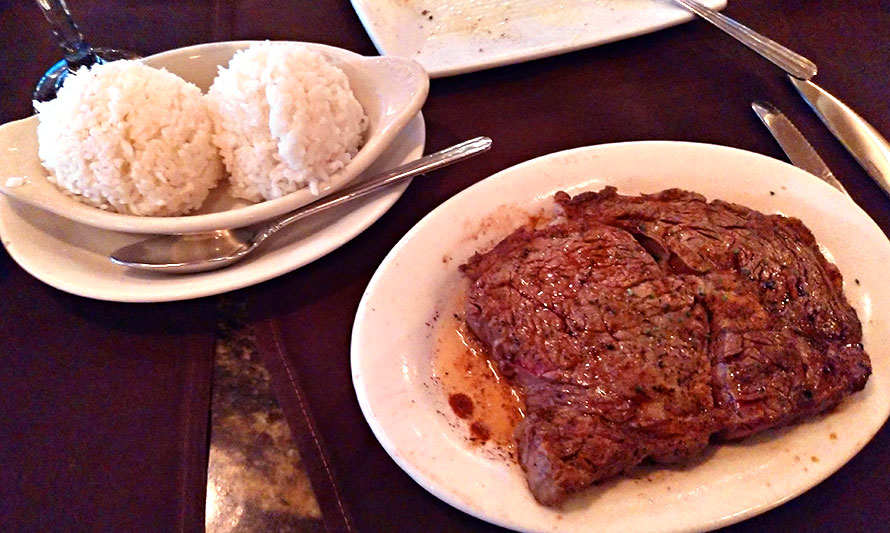 ハワイ ホノルル ワイキキ ルースズクリスステーキハウス Ribeye Ruths Classic(リブアイ)と白米